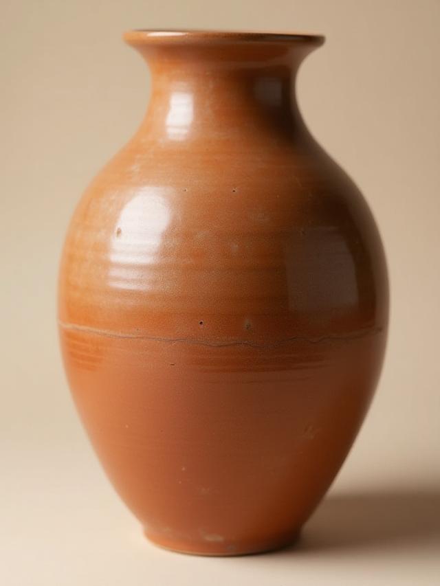 Rustikale braune Keramikvase mit strukturierter Oberfläche